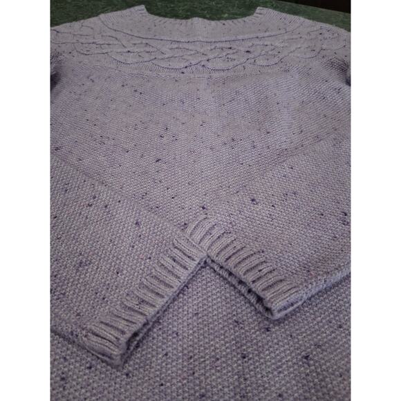Talbots Sweater Womens Purple Nordic Cable Knit Speckled Crew Neck Sweater XS - Picture 3 of 12